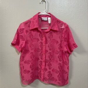 Alfred Dunner Pink Button Down Shirt
